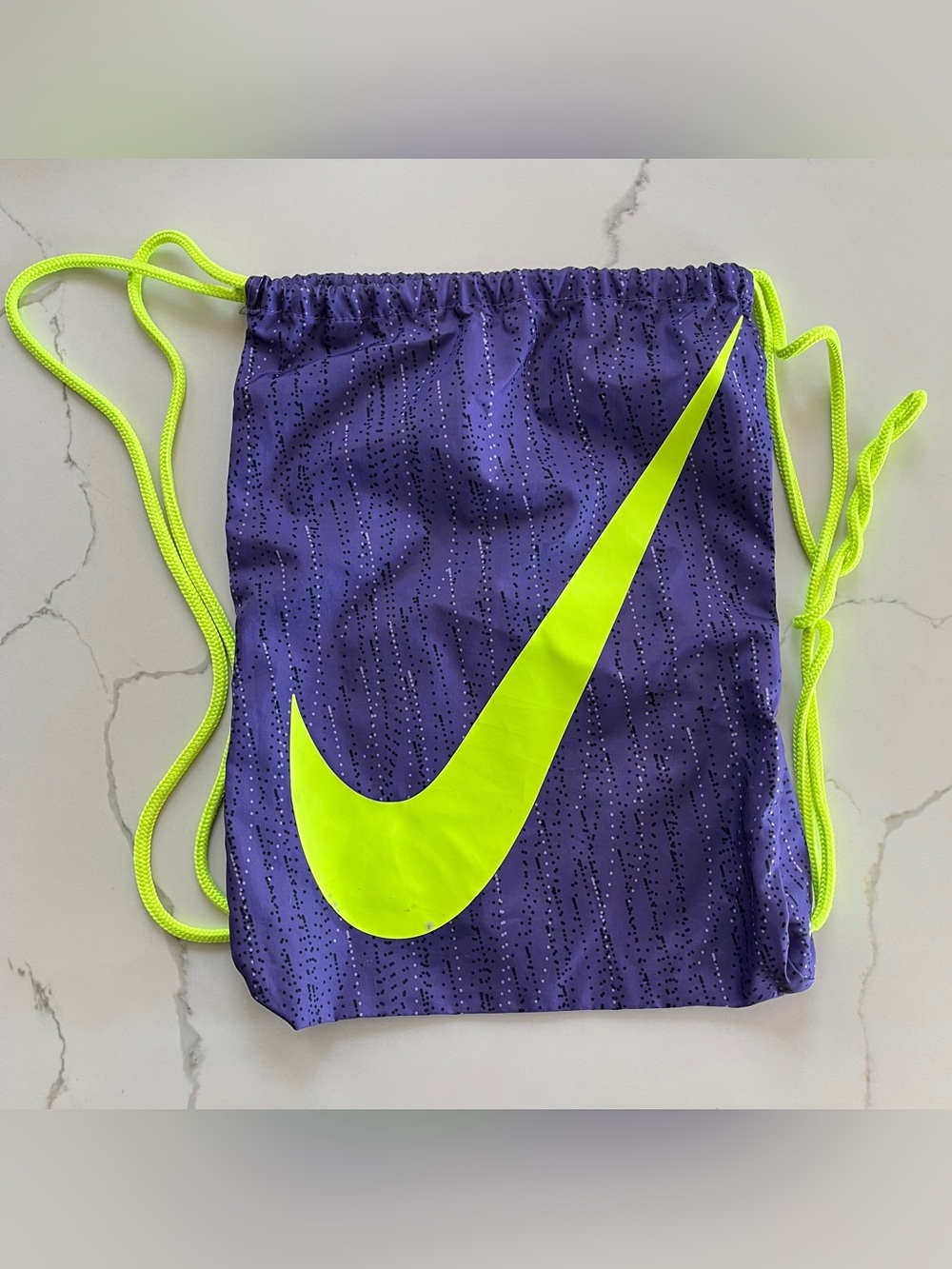 Nike Logo Lightweight Drawstring Bag Purple Neon Yellow